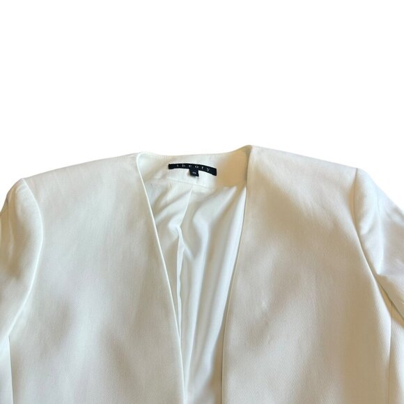 Theory Open-Front Blazer White Long Sleeve Pockets Classic Size 00 Women's - Picture 2 of 9